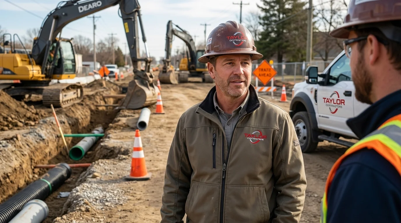 Taylor Plumbing owner on a pipeline site
